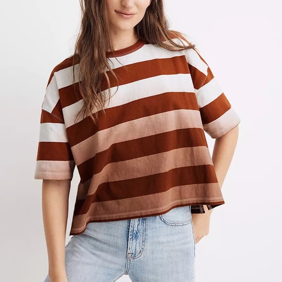 Madewell Dip-Dye Oversized Tee in Groton Stripe - Picture 3 of 11